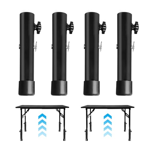 Set of 4 Table Leg Extensions, Adjustable Height, 9.2-13.3cm, 2-Level Height, Quiet, Flexible, Furniture Legs, Non-Slip, with Leg Caps, for Folding Ta