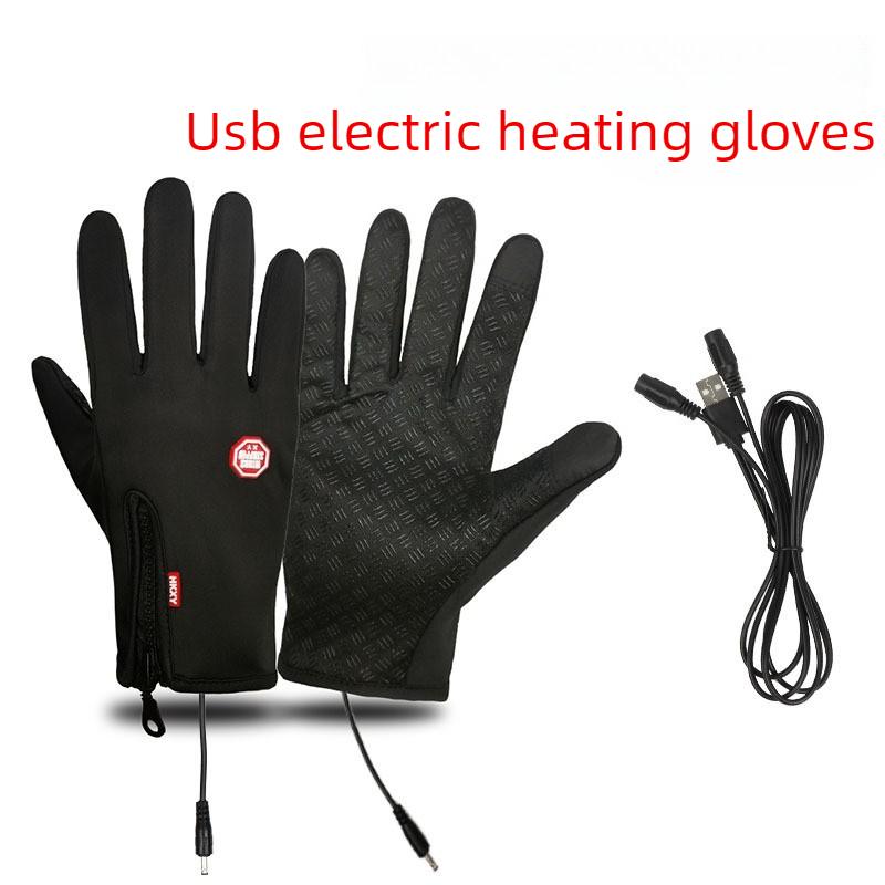 Polyester USB Heated Gloves Waterproof Reusable Rechargeable Gloves Non-Slip Adjustable Touchscreen Gloves& Mittens for Winter