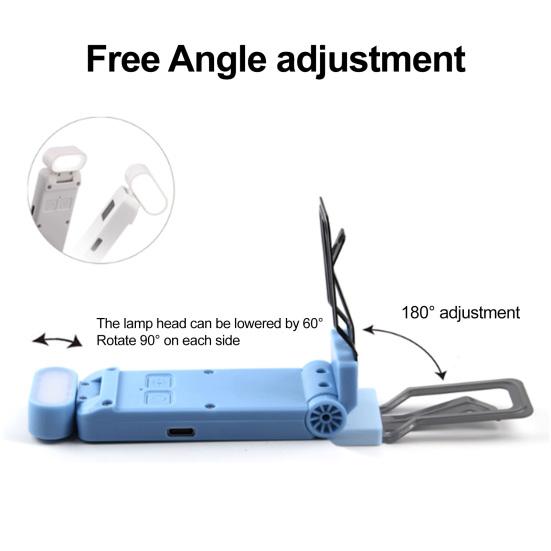 Clip Type Reading Light Rechargeable Portable USB-C Fast Charging Foldable 3 Color Temp 5 Brightness Levels LED Indicators Bed Light
