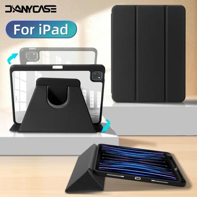 Transparent Acrylic Case For iPad 10th Gen 10.9 Air 11" 13"  M2 2024 Pro 13 11 GenerationCasing with Pen Holder
