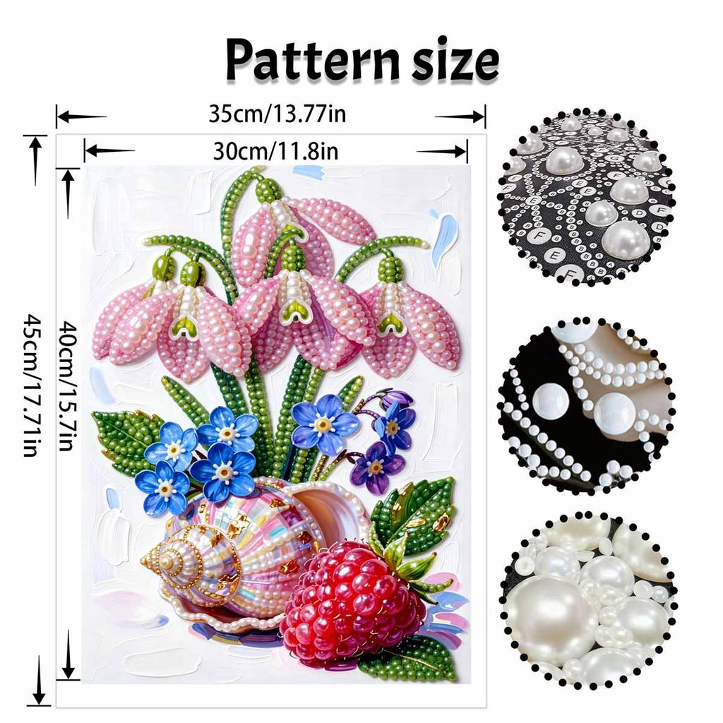 Floral seashell raspberry pearl painting handmade DIY 5D creative ornaments living room home decoration painting