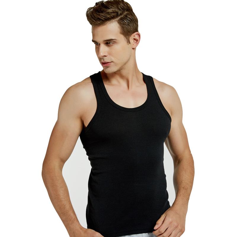 Summer New Men's Cotton Vest Fashion Trend Solid Colour Tops Versatile Men's T-shirt