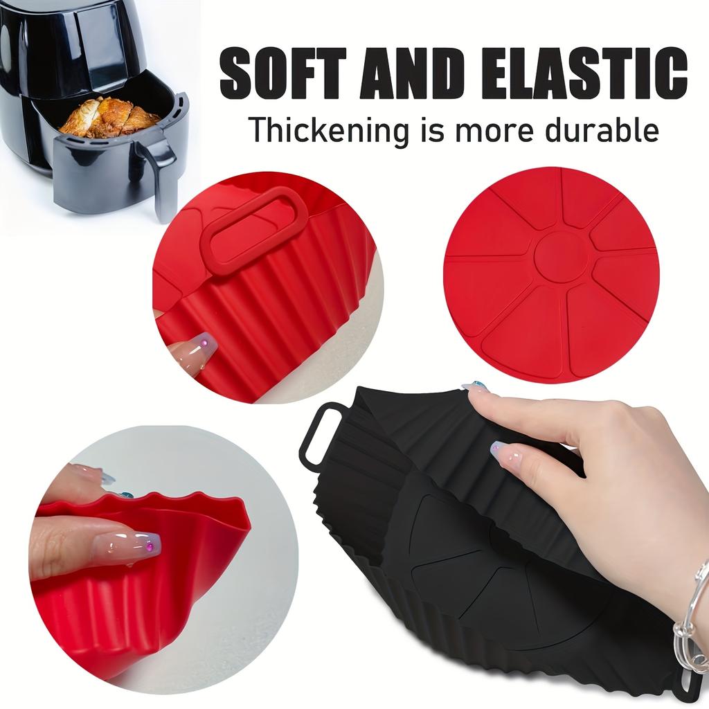 Silicone Air Fryer Pot Tray Food Safe Reusable Round BBQ Barbecue Pad Plate Airfryer Oven Baking Mold Basket Pan for Kitchen