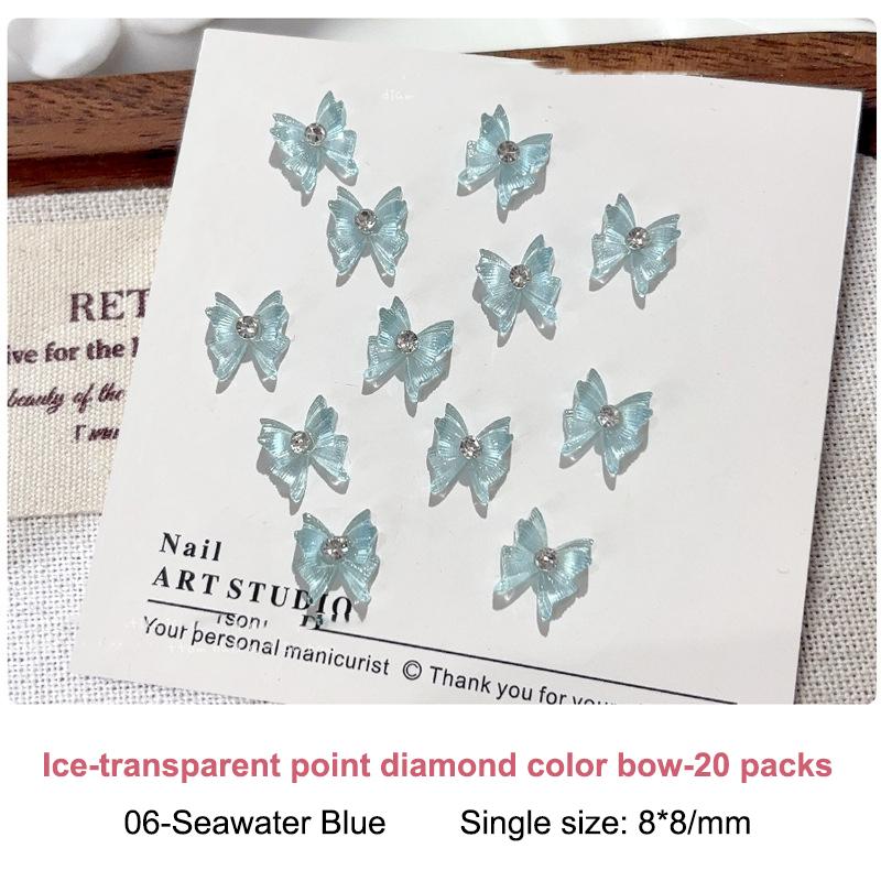 Runde Strass Nagel Schleifen Charms 20 Stück Eis Transparent Kristall Schleife Schmuck Diamant Harz Band Edelsteine Für Nägel Zubehör