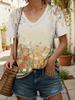 New Colorful Plaid Patchwork 3D Print T-Shirts Women's V-Neck Short Sleeve T Shirt Y2k Harajuku Tees Casual Tops Female Clothing