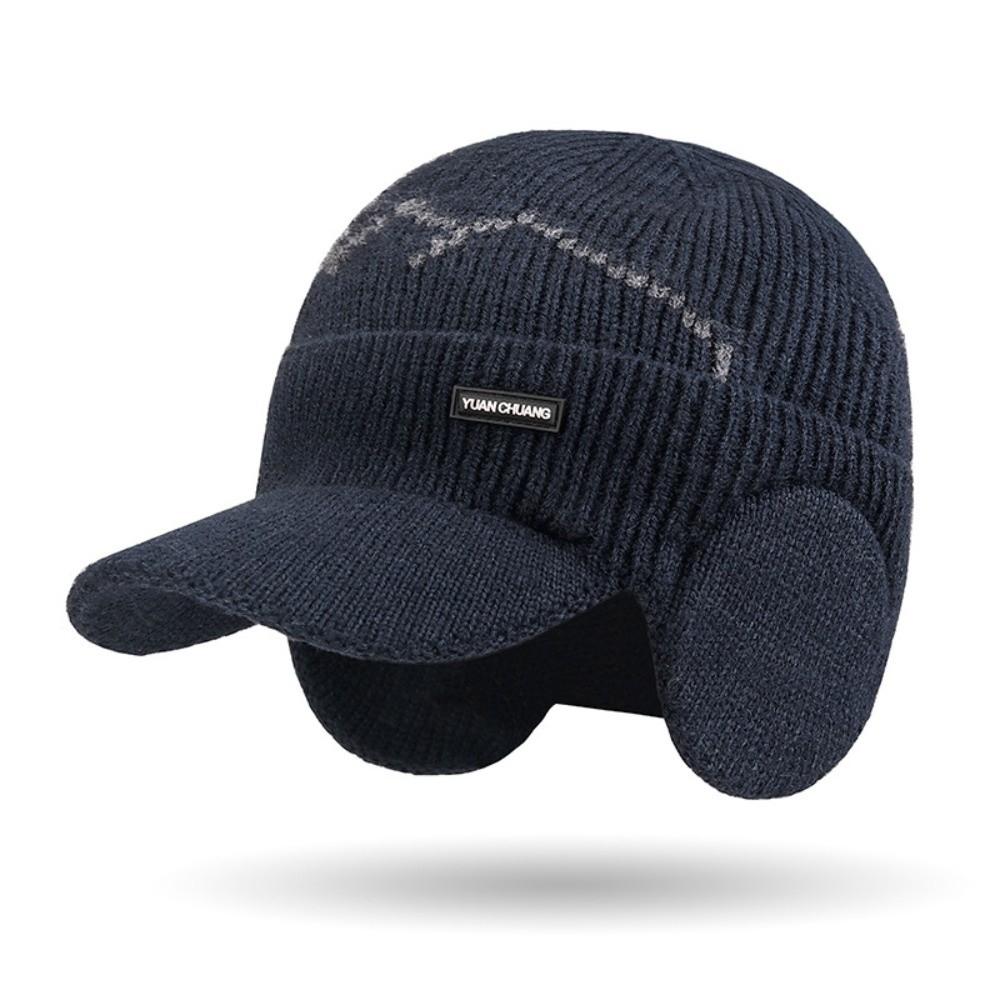 2Pcs Set Plush Knitted Hat Neck Gaiter Thicken Winter Autumn Hat with Earflap Couple