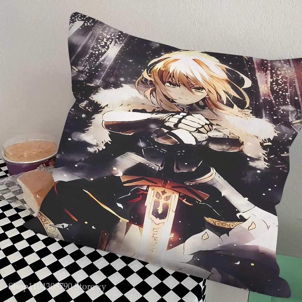 Anime Fate Zero Stay Night Saber Pillow Case Square Pillow Bedroom Sofa Leisure Comfort Cushion Car Living Room Home Decoration