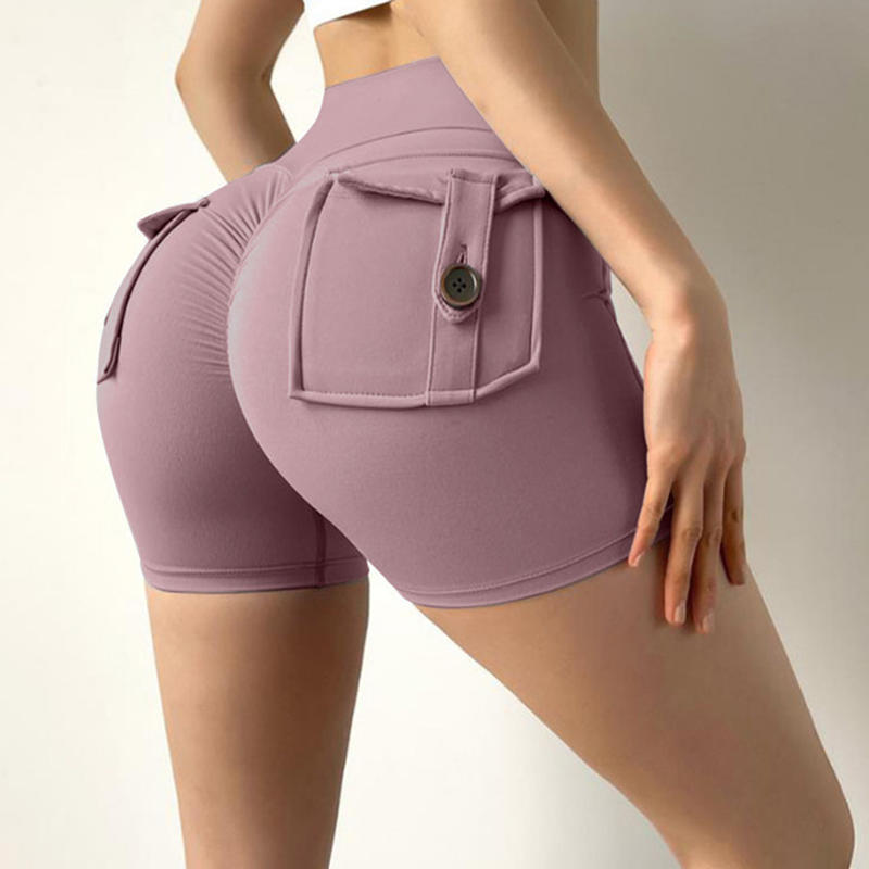 Women's High Waist Stretch Hip Lift Button Yoga Pants Summer Workwear Quick-Drying Running Fitness Pants