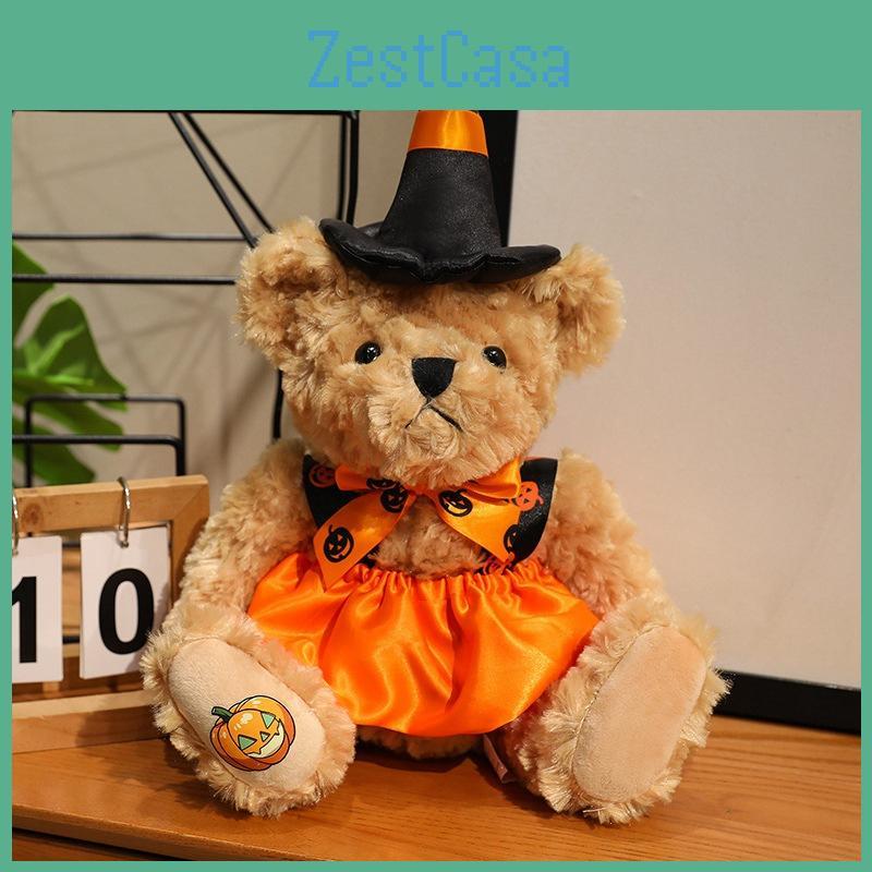 Teddy Witch Halloween Bear Plush Doll With Pumpkin Pattern Festive Gifts Decor