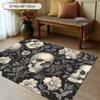 Black Skull Floral Large Area Rug 2D Flat Print Non-Slip Sofa Floor Mat for Living Room Bedroom Entryway Home Decor