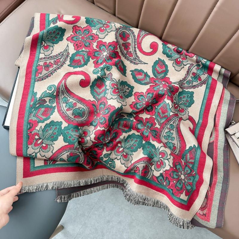 Warm Thick Double Sided Cashew Jacquard Imitation Cashmere Scarf Versatile Vintage Ethnic Shawl