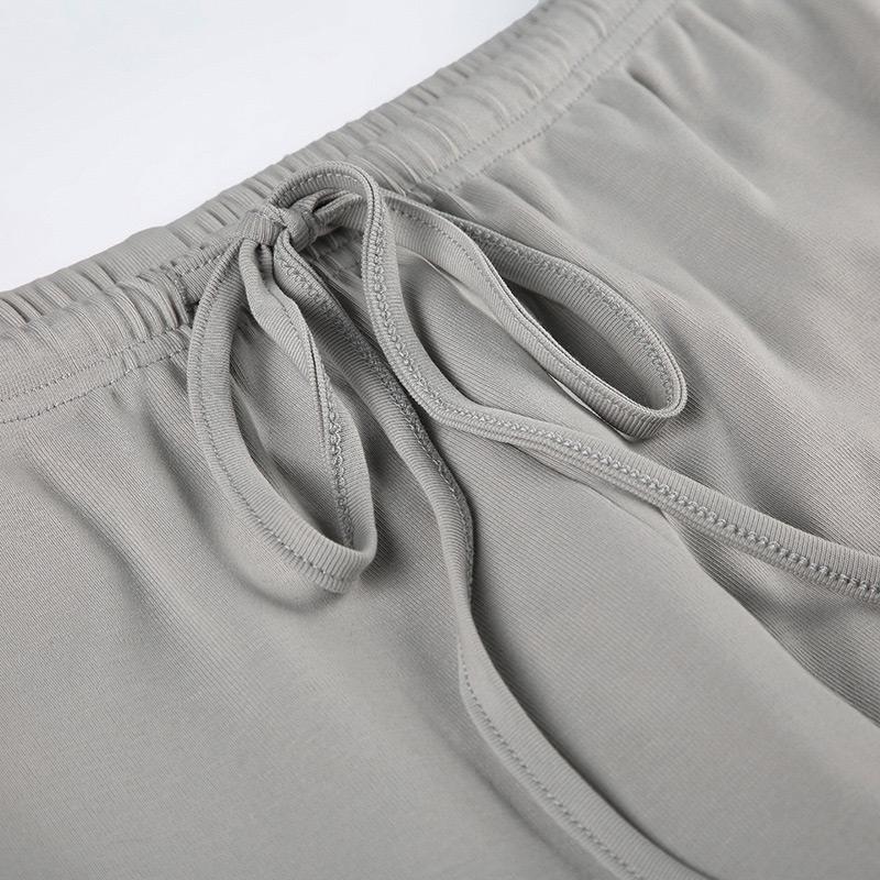 Casual Flare Pants Set for Women Solid Color Crop Tank Top Low Rise Lacing Pants Two Piece Outfit Loungewear Streetwear