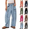 Women's Loose Wide-leg Pants, Summer Casual Pants, Drawstring Waist, Solid Color Simple Sweatpants