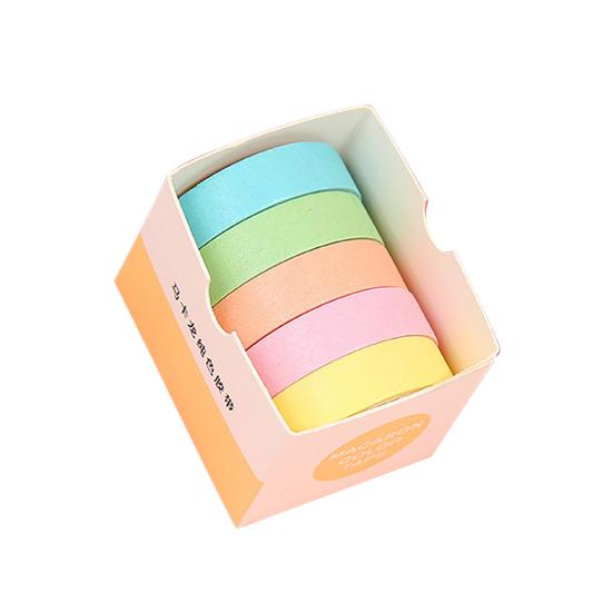 5 Rolls/Set Tape Stylish Bright-colored Washi Exquisite Wide Application Scrapbooking Tape for Handicraft