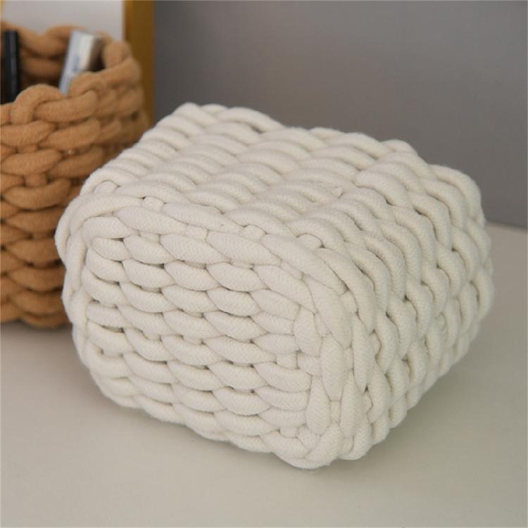 Handwoven Cotton Rope Makeup Holder Decorative Desktop Storage Basket Multipurpose Bedroom Organizer for Cosmetics