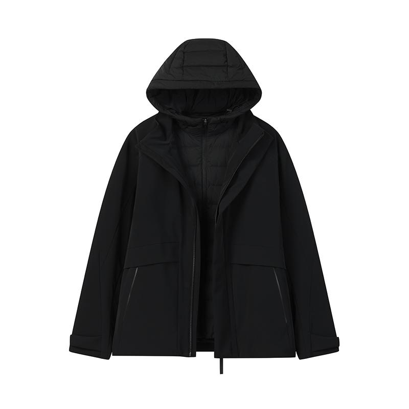 FILA Fitness Removable Two-Piece Set Simple Comfortable Fashion Casual Versatile Warm Hooded Duck Down Jacket Men Outerwear F11M543905FBK