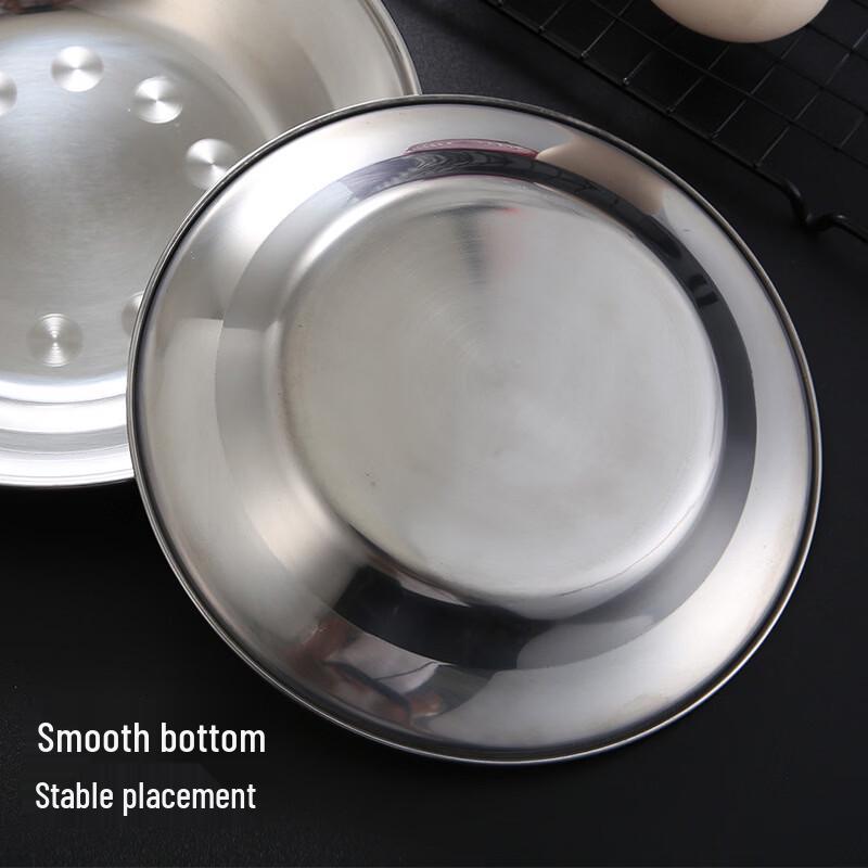 Yuzhuxun 22cm Stainless Steel Shallow Serving Plates - 5 Pack