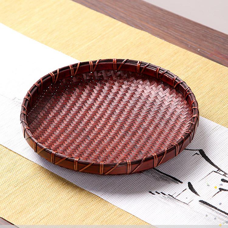 Handmade Retro Round Bamboo Basket: Multi-Purpose Storage, Winnowing Sieve, and Fruit Plate