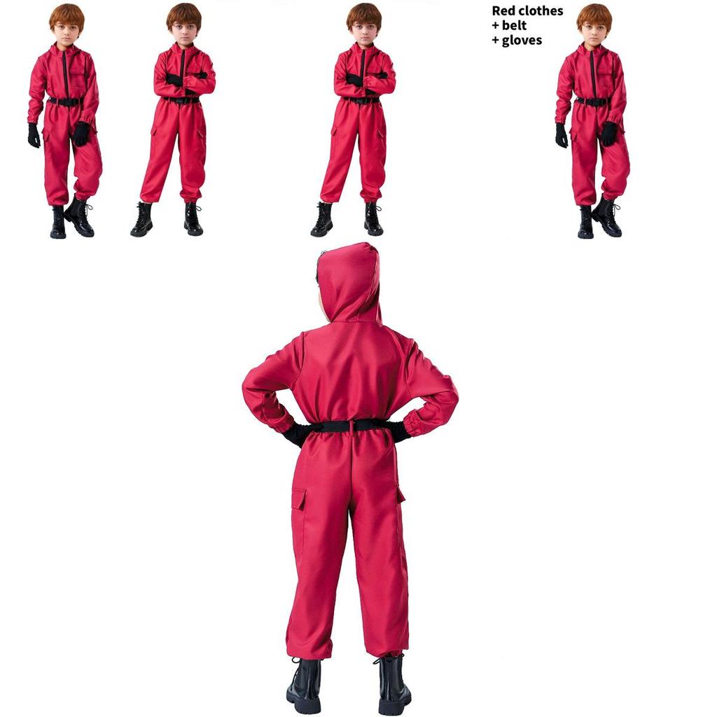 Traje de Role Play do Jogo da Lula Bodysuit Vermelho com Tecido de Poliéster para Adolescentes e Cosplayers Fantasia de Halloween