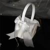 Silk White Flower Basket Handheld for Brides Girls Kids Wedding Ceremony Party Decorations Handheld Floral Basket