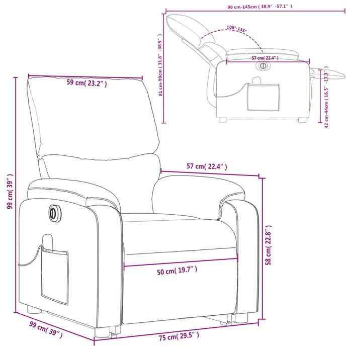 VidaXL Electric Massage Recliner, Relaxation Chair with Adjustable Backrest and Footrest, Salon Seat 3204869