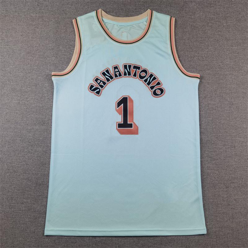 

2025 Spurs Ice Blue City Edition Jersey: 25 Styles, Wembanyama #1 M