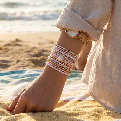 Boho Mermaidcore Shell Seed Bead Bracelet Set for Women Aesthetic Stackable Bracelets Handmade Summer Beach Shell Jewelry Gift
