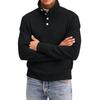 Men's Four-Button Pullover Sweatshirt, Solid Color, High Neck, Long Sleeve