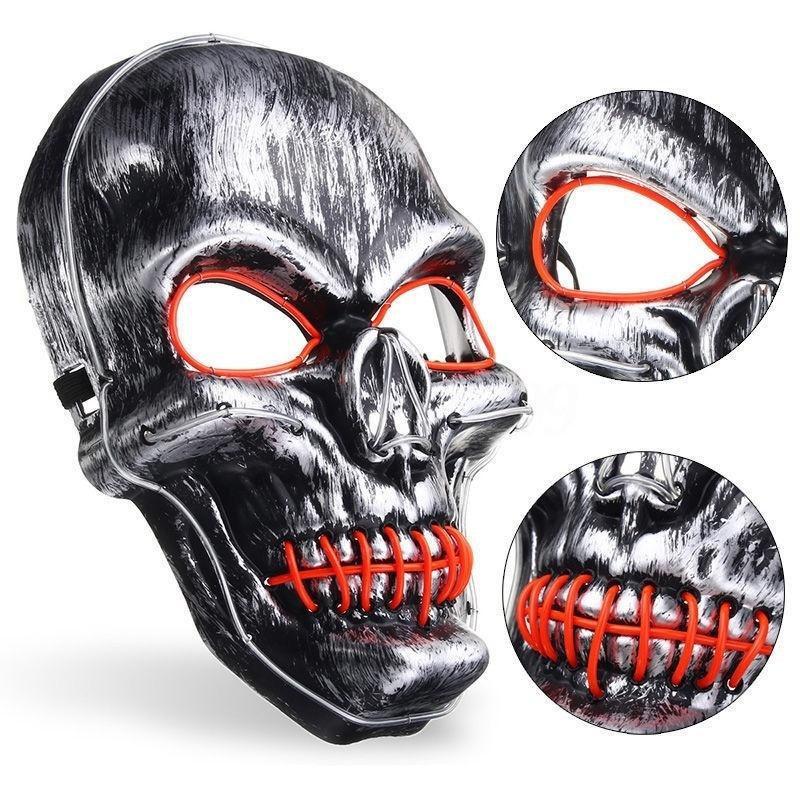 Neueste Halloween LED Masken Party Tanzen LED Blinkendes Neonlicht Leuchtende EL Draht Leuchtende Geister Schädel Maske