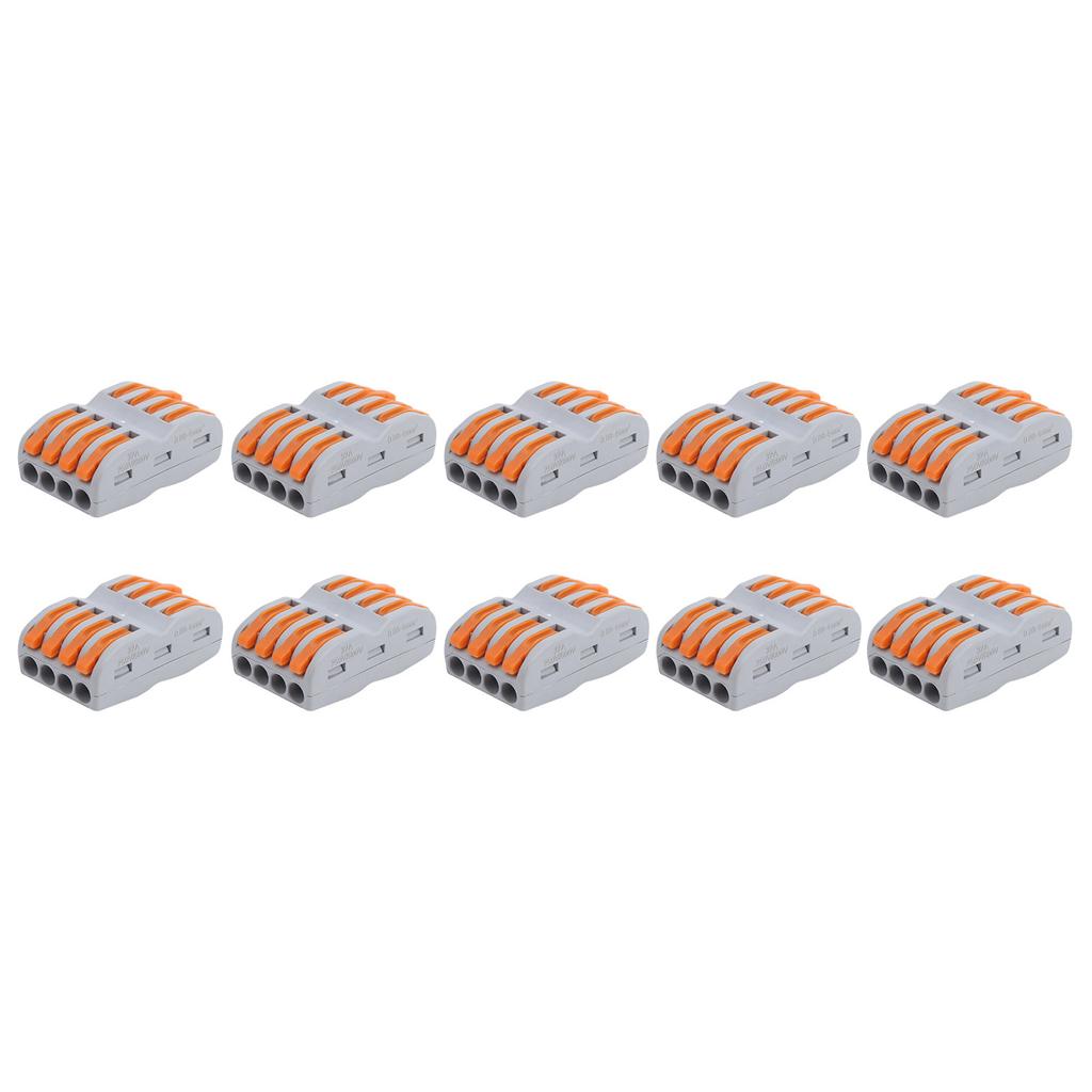 10Pcs Compact Wire Connectors Lever Nut Terminal Block SPL‑4 Quick Connect Splice Type