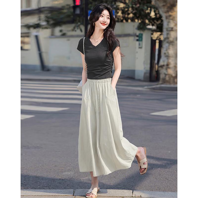 Graceful Age Elegant Short Sleeve Tee & Mid-Length Skirt Set 262221T1