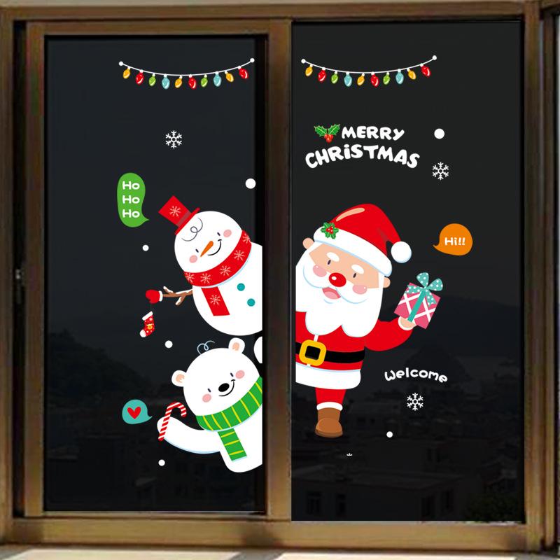 Christmas Stickers, Santa Claus Tree, Christmas Window Stickers, Party Window Display, Glass Stickers, Static Wall Stickers
