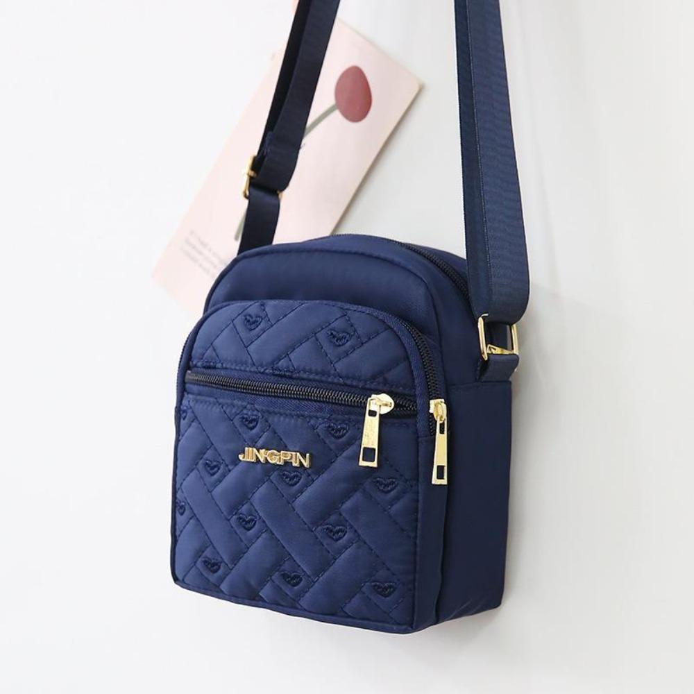 Five-layer Zipper Crossbody Bag Nylon Small Phone Bag Trendy Shoulder Bag  Cosmetic Bag