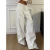 Women Casual Loose High Waist Straight Denim Long Pants