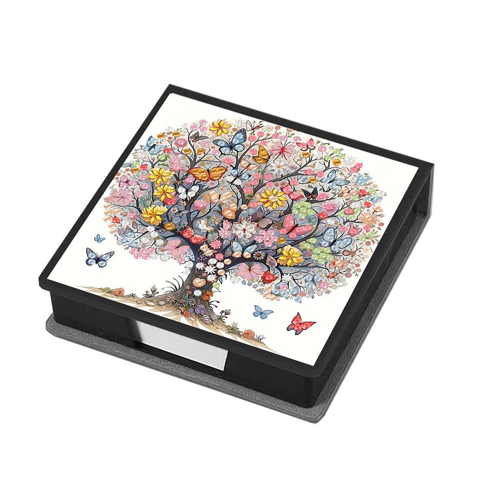Animals Leather Diamond Painting Notecard Box Gem Art Sticky Note Holder Gem Painting Memo Pad Holder Mosaic Kit for Home Office