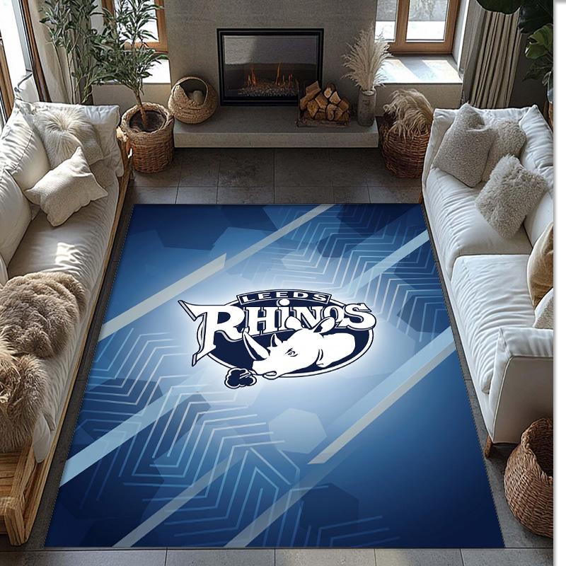 Leeds Rhinos Crystal Velvet Carpet Soft Anti?Slip Floor Mat Comfortable Home Living Room Bedroom Decor Rug