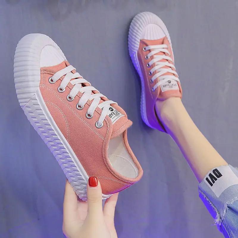 Scarpe da Donna alla Moda in Tela con Lacci Calzature Donna Punta Tonda Bassa Rosa Chiaro Originali Alta Qualità Designer Urbano 39 Moda 2024 Coreane