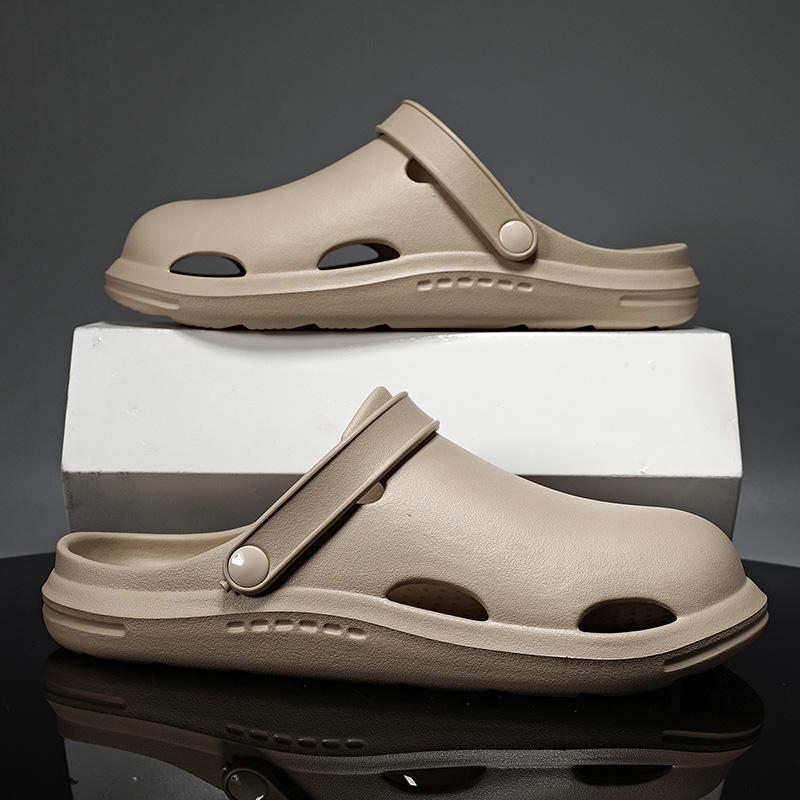 Fashion Men Sandals Lightweight Casual Shoes Soft Sole Hole Shoes Clogs Outdoor Beach Falt Slippers Garden Shoes Black Size 46 Women