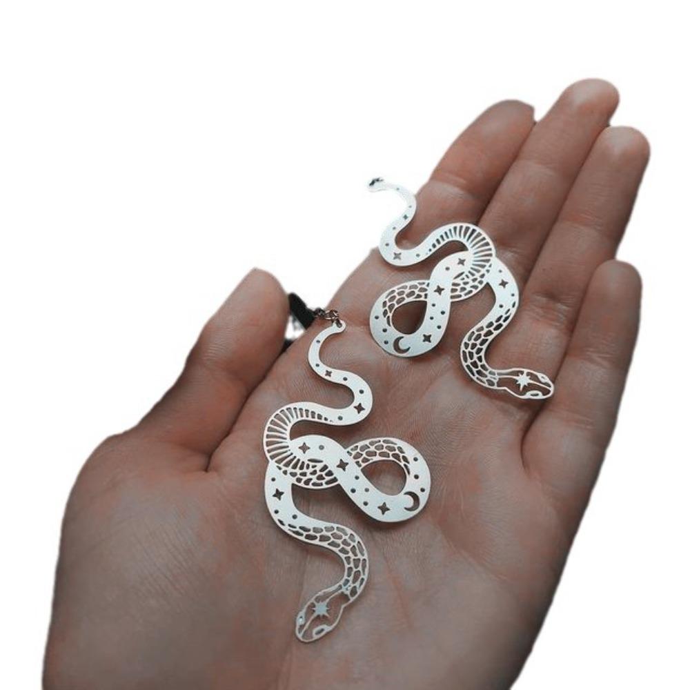 New Creative Gothic Large Hollowed-out Spirit Snake Stars Moon Stainless Steel Dangle Earrings for Women Hallowmas Jewelry Gifts