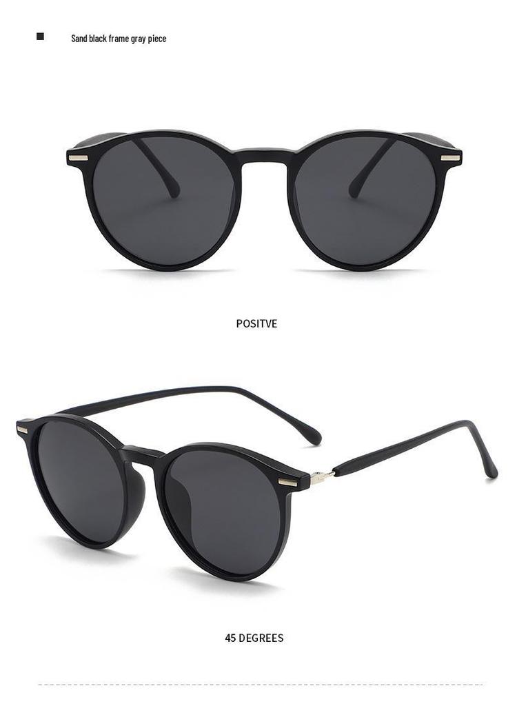Retro TR90 Polarized Round Frame Sunglasses - Fashionable Celebrity Street Style Shades