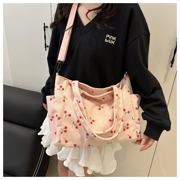Large Capacity Bucket Tote Bag Cotton Casual Shoulder Handbag for Women
