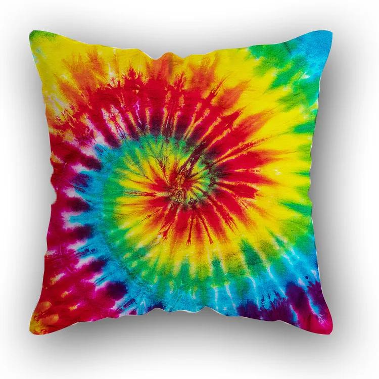 Sofa Bed  Square Pillowcases Home Decor Colorful Swirl  Bedroom Rainbow Decorative