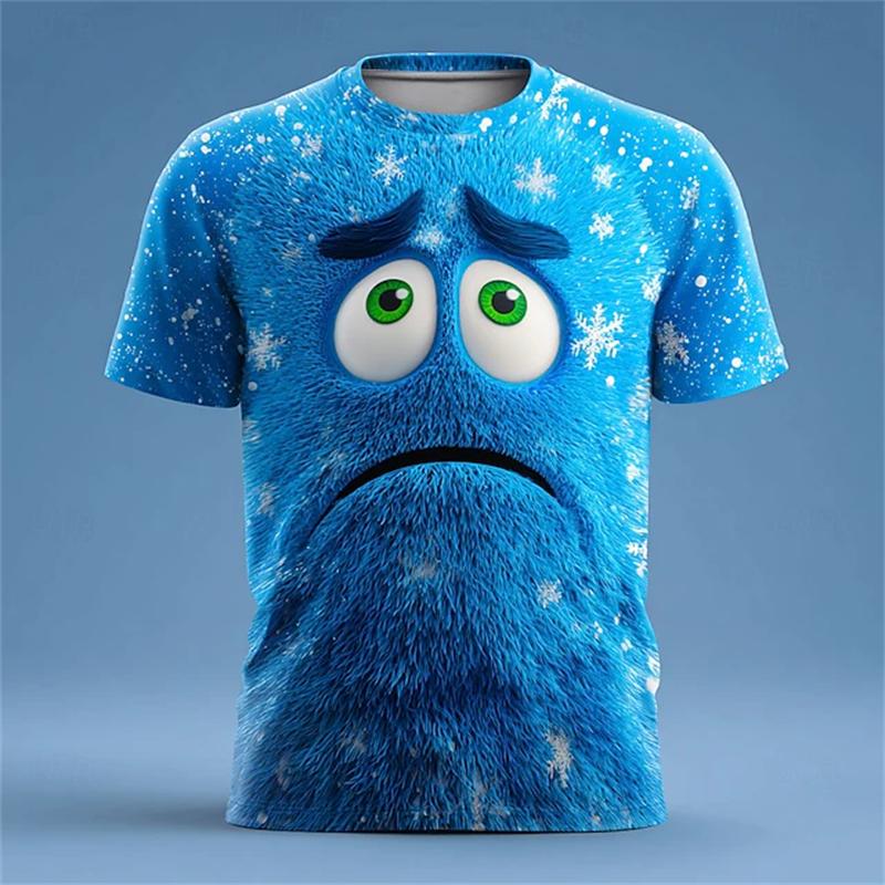 Men's Fun Emoticon Print T-Shirt Casual Short-Sleeve Fashion Party Crew Neck T-Shirt Men's Summer Outdoor Apparel Women Tees Top