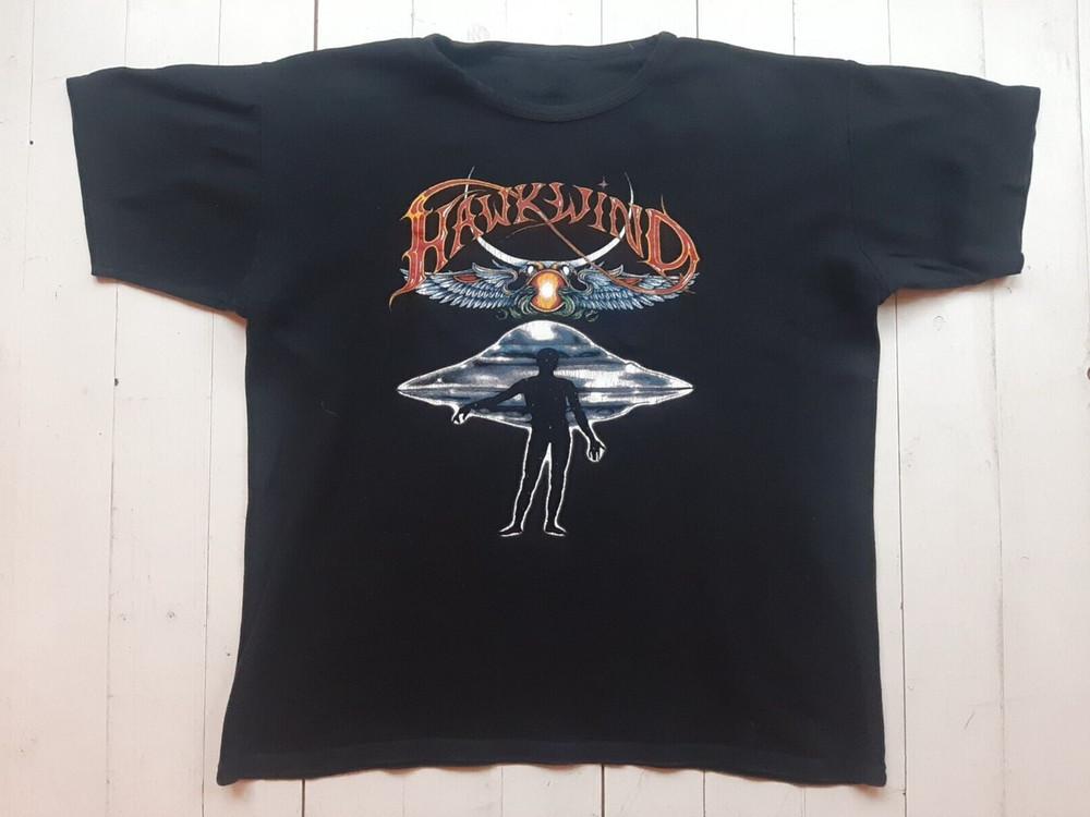 Vtg Hawkwind Band T Shirt For Men Cotton Black Full Size Unisex Shirt XXXXL