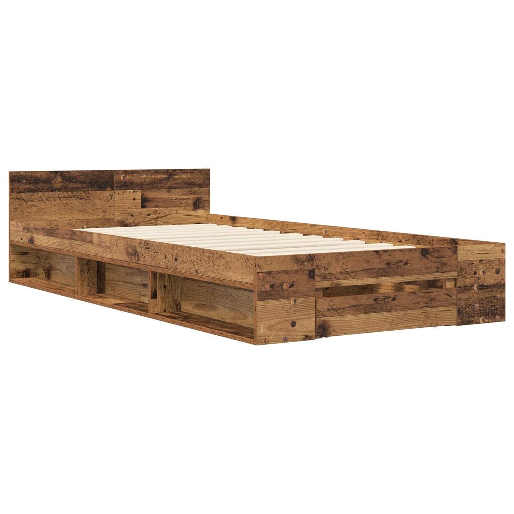 Bed Frame with Storage Reclaimed Wood 80 X 200 Cm Engineered Wood
