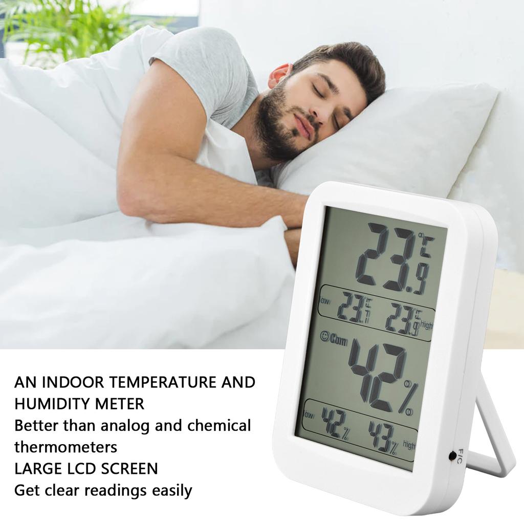 Thermometer Hygrometer, Accurate Dual Probe Sensor with Large LCD Display, for Reptile Enclosures Greenhouse Warehouse Wine Cellar