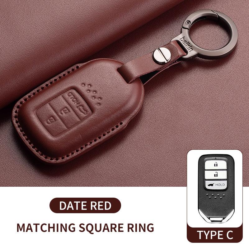 Leather Car Remote Key Case Cover for Honda Civic 11th 2022 for Honda Civic Accord HR-V CR-V CRV 2022 2023 Protector Holder Fob