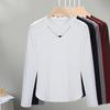 Knitted shoulder long-sleeved bottoming shirt women's autumn new slim-fit pullover, round neck outer wear