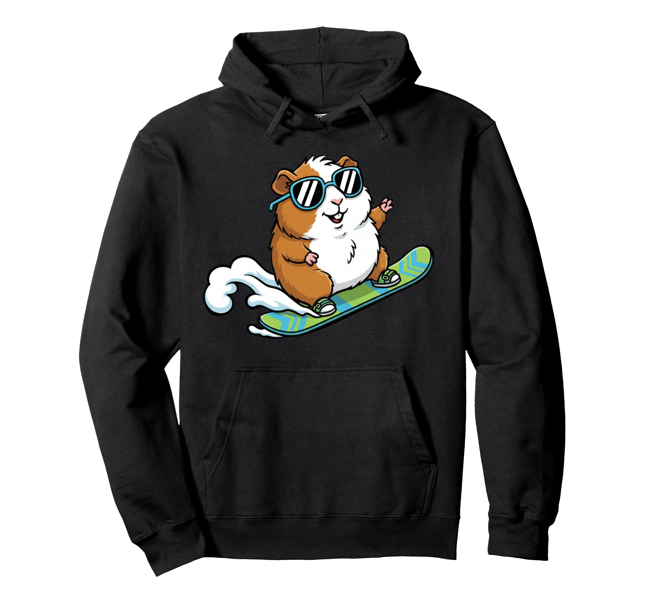 

Snowboarding Guinea Pig Hamster with Sunglasses Winter Sports Animal Character Style Hoodie