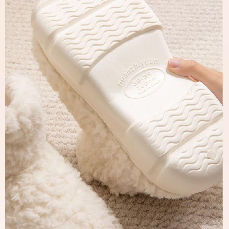 7cm Pogrubione Pluszowe Futro Śniegowce dla Kobiet Ciepło Domowe Buty Jednolity Kolor Zimowe Buty dla Pary Antypoślizgowe Modne Buty Damskie